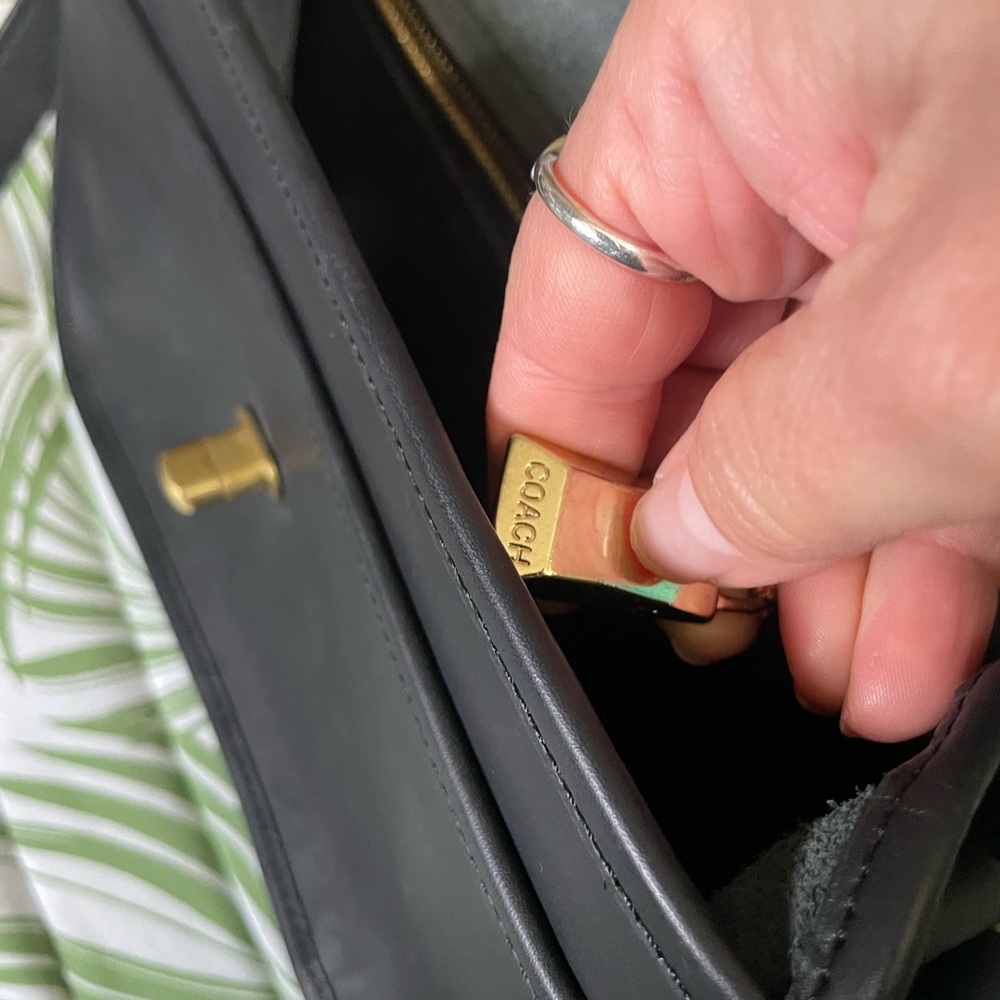 Coach Black Leather Shoulder Bag with Gold Hardware - Picture 3 of 9